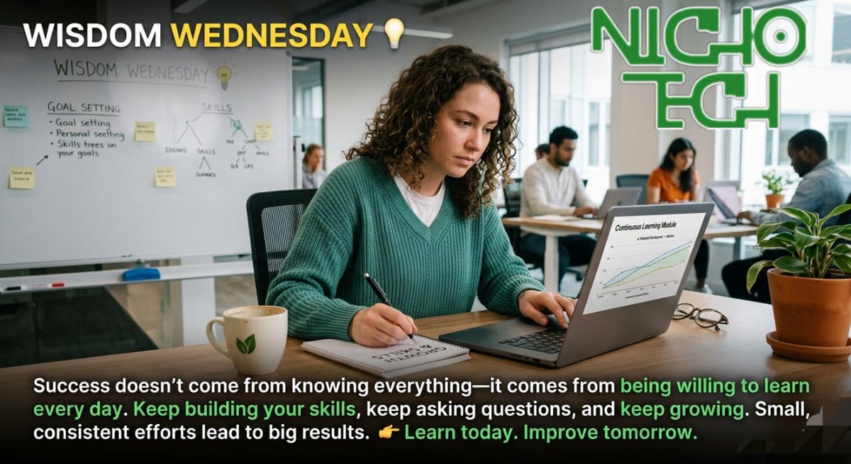nichotechng's tweet photo. Wisdom Wednesday 💡

Success doesn’t come from knowing everything—it comes from being willing to learn every day.

Keep building your skills, keep asking questions, and keep growing.

Small, consistent efforts lead to big results.

👉 Learn today. Improve tomorrow.
💚 | Nichotech https://t.co/Ik5WGmNLwr