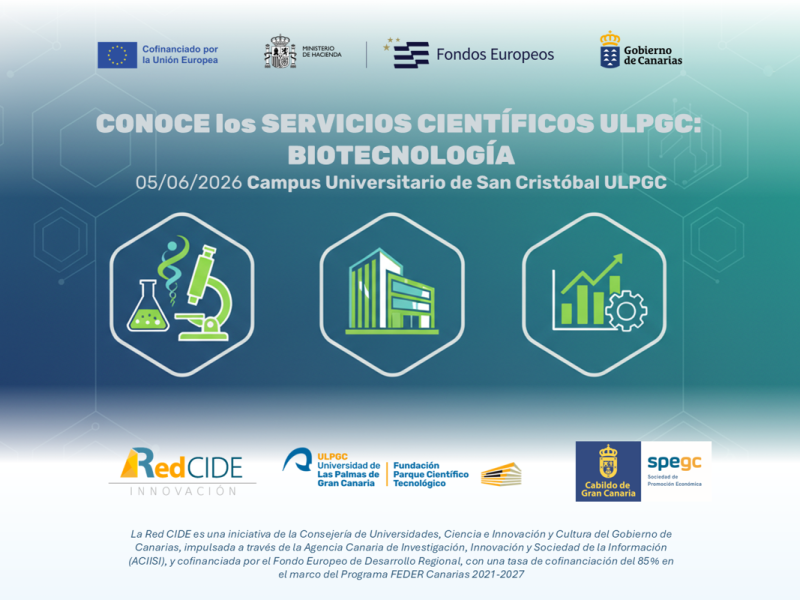 Red_CIDE's tweet photo. 🔬 ¿Conoces los Servicios Científicos de la
@ULPGC?  

👉No te pierdas esta visita organizada por los centros de la #RedCIDE, @pctulpgc y @SPEGC y podrás conocerlos

🗓️05/06 |🕤9:30h 🔗https://t.co/B0LgjHJhEY

@CUCIC_GobCan @agenciaiisi, cofinanciada 85% #FEDERCanarias 2021-27 https://t.co/NFFckxempV