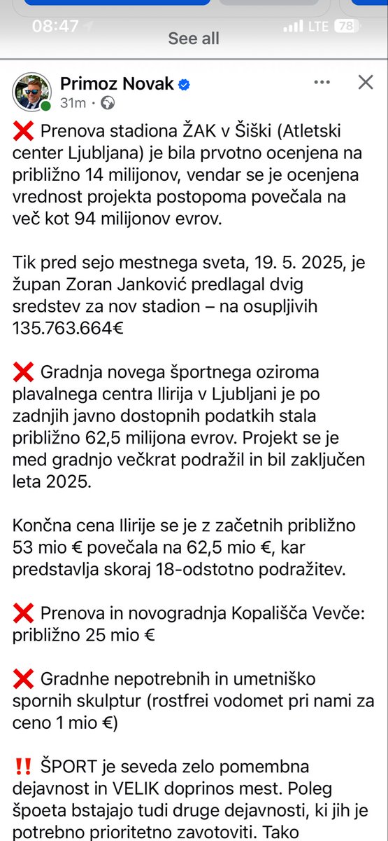 AnaTonKo's tweet photo. WTF! Prenova stadiona Žak v Ljubljani naj bi stala 135.000.000€? 135M! https://t.co/dz5HQyspse