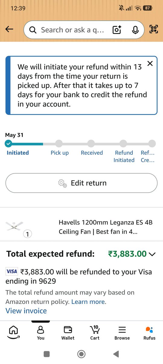 aby_abysmal's tweet photo. @AmazonHelp Raised return pick up of faulty fan since 29th May, no one contacted for pickup.
Spoke to customer care twice and that raised pickups on 31st again, still no pick up or refund.
@BandBajaateRaho refund to order new fan, it's peak summer. Moronic behaviour. @amazonIN https://t.co/j362u8yOWw
