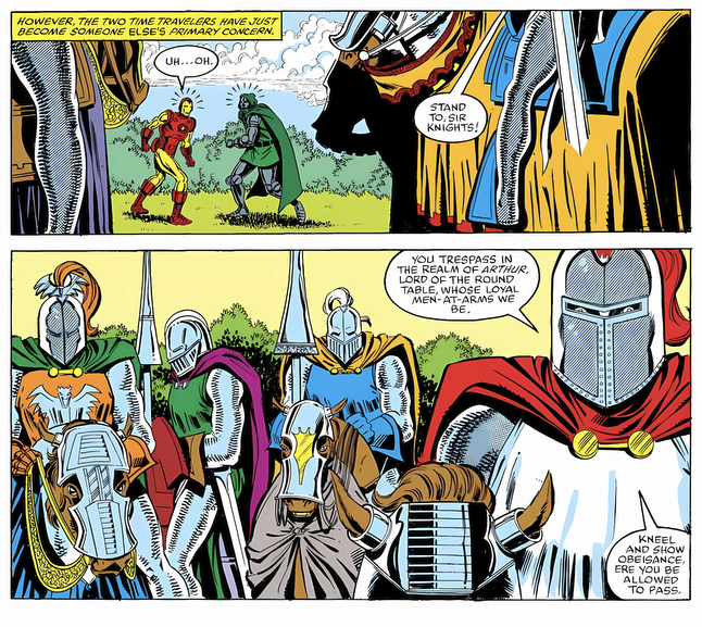 Wikkerman99's tweet photo. Iron Man game expansion or DLC where Tony and Doom are sent to Camelot and Tony wields the Excalibur. https://t.co/PFi0D3zigk