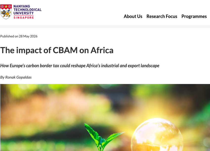 SignalRisk's tweet photo. Signal Risk in the media:

Director Ronak Gopaldas in Nanyang Technological University's article: The impact of CBAM on Africa

https://t.co/45uBFLVm6P https://t.co/aM0k74ukMg