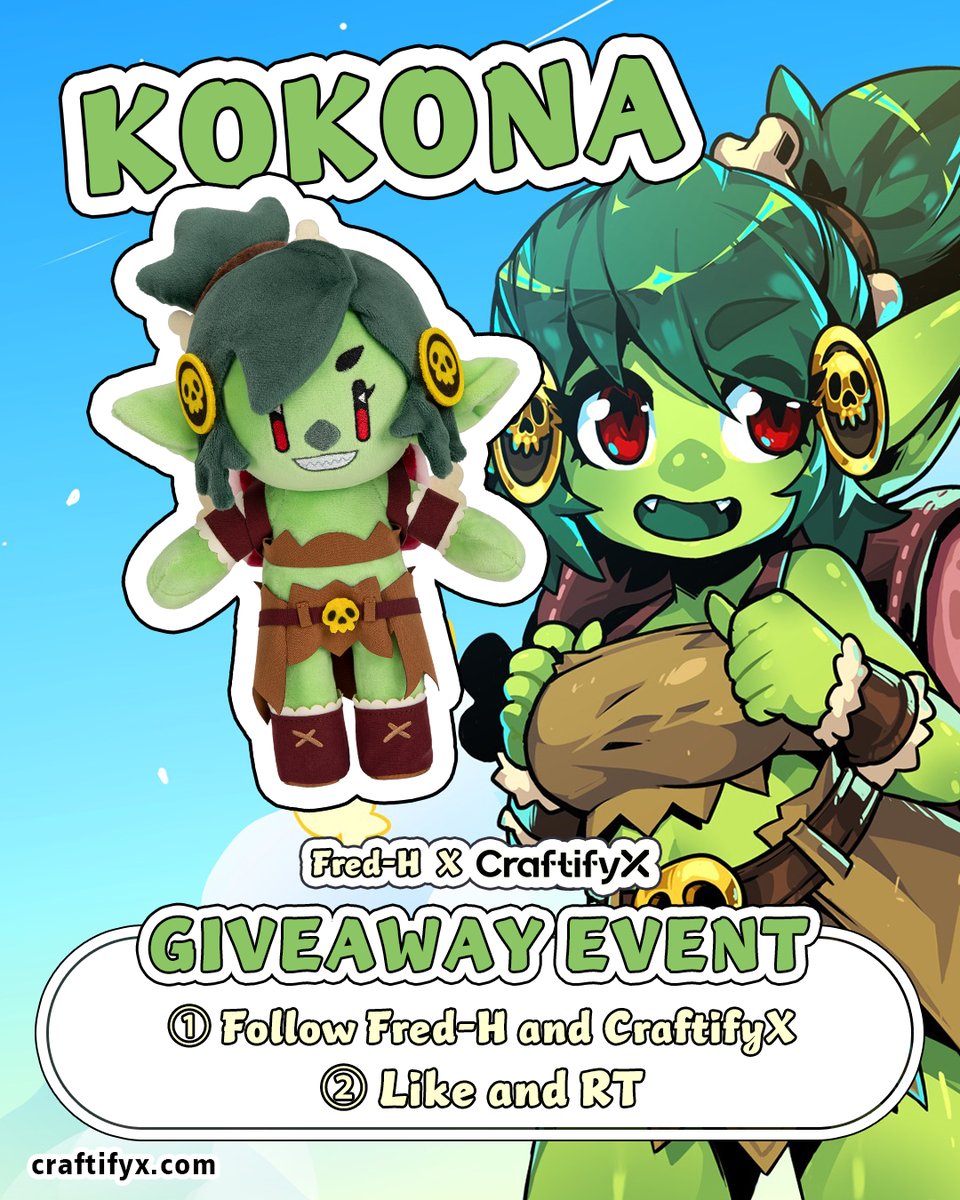 craftifyxco's tweet photo. Kokona GIVEAWAY is Live ✨📷
 
To celebrate we collaborate with @FredH_art, we're giving away one adorable Kokona to a lucky fan! 
 
⬇️How to enter:
①Follow @FredH_art  & @craftifyxco
② Like & RT this post 
③ Comment: What’s your favorite thing about Kokona?
 
🎁Prize: 1 lucky winner will receive a Kokona Plushie (If it’s not funded, winner will receive 10 dollars coupon on our website)
 
⏰ Ends on: June 11th  
*(Shipping fee not included)
 
Cheerful, adventurous, and packed for the road! ✨ With her cute built-in backpack, she's ready for you to take her on your next adventure!   ️  
 
 ➡️Get her now: https://t.co/MDErWuQEQz