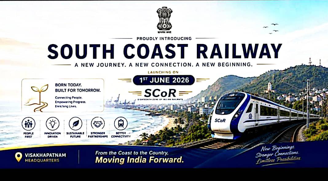 drmgnt's tweet photo. Connecting People, Places &amp; Progress! 🇮🇳

Celebrating the launch of the South Coast Railway Zone , Visakhapatnam. Together, Visakhapatnam, Vijayawada, Guntur &amp; Guntakal divisions are set to power prosperity with a sustainable, nation-first approach. 🚄💼

#SCoR #IndianRailways https://t.co/Odt9IWObr7