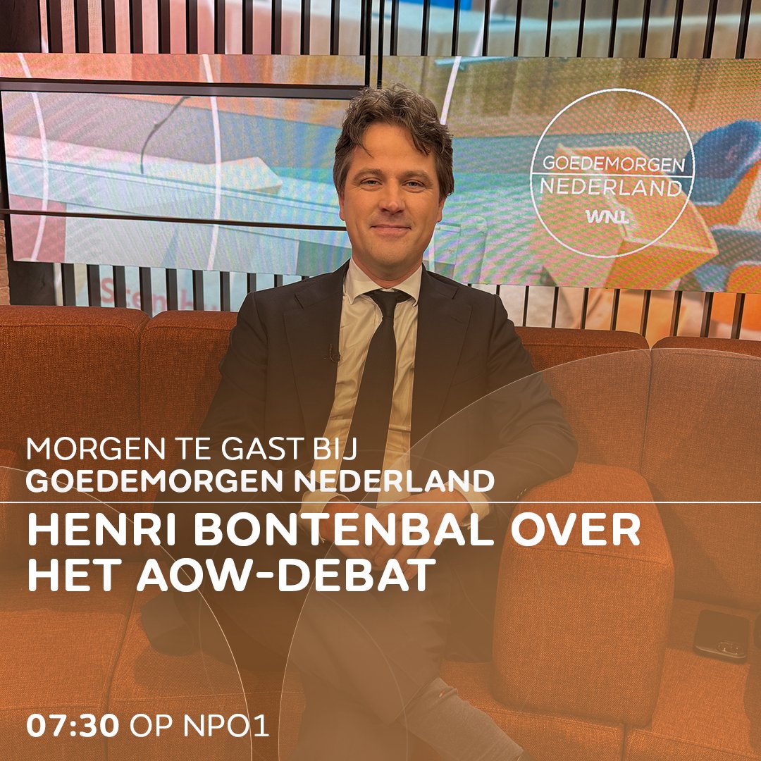 WNLVandaag's tweet photo. Morgen te gast in Goedemorgen Nederland: CDA-leider Henri Bontenbal over het AOW-debat.
 
Kijk morgen naar Goedemorgen Nederland, vanaf 7.30 uur op NPO 1. #WNL https://t.co/8kVX8RSDKW