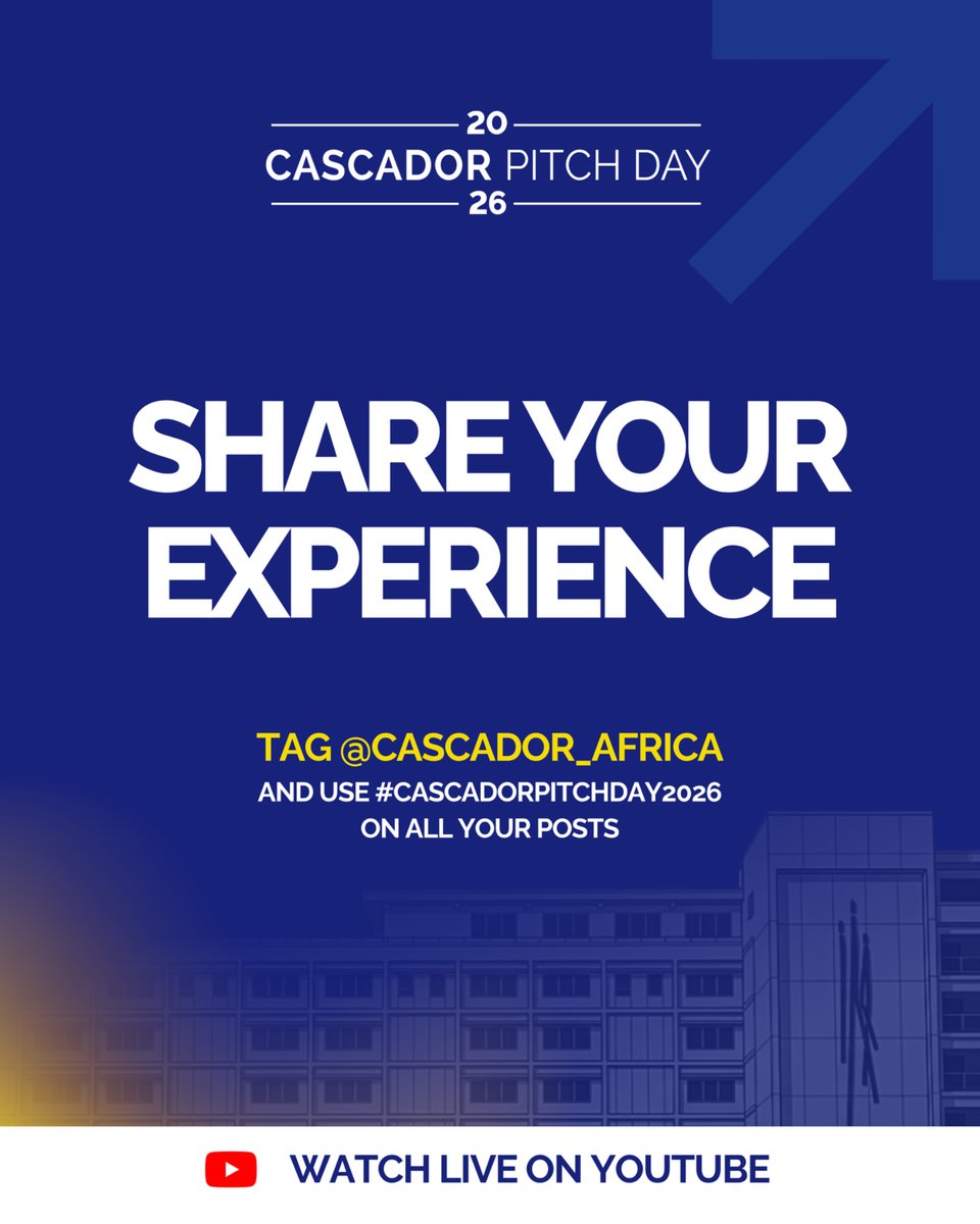 CascadorNigeria's tweet photo. If you are at Cascador Pitch Day 2026, we want to see your experience!

Take pictures, capture the moments, share your perspective from inside the room.

Can't make it in person? Head to our YouTube channel to watch the full event live on YouTube.💙

Tag us and use the hashtags below so we can find you and share your experience with the world. 💙

#CascadorPitchDay #PitchDay2026