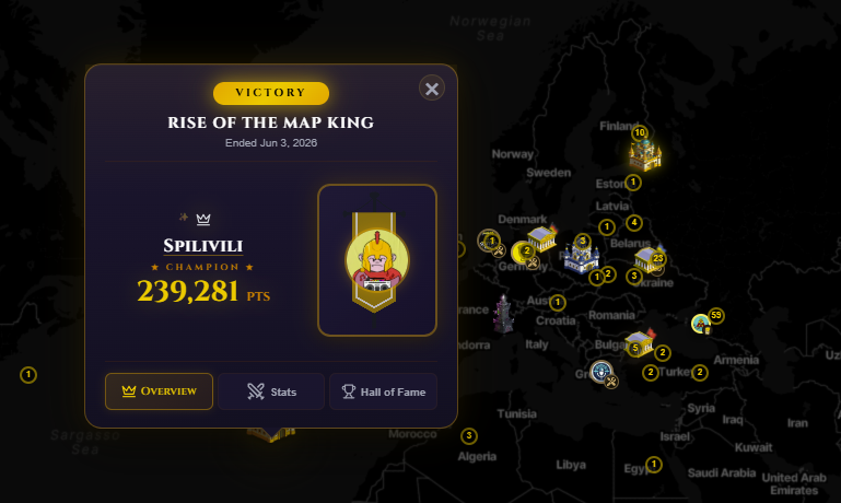 MoversMap's tweet photo. MOVERS CONQUEST HAS ENDED ⚔️

After 24 hours of battles, deployments, alliances, and fierce competition across the map, the conquest has come to an end. 👑

🏆 1st Place — @Yannn1993 
🥇 1,000 $MOVE + 200K Map Points
🥈 2nd Place — @9183204080k 
🥈 500 $MOVE + 150K Map Points

🥉 3rd Place — @IamYurikkk 
🥉 300 $MOVE + 100K Map Points
🏅 4th Place — @VDB_Decentranex 
🏅 200 $MOVE + 50K Map Points

Congratulations to all warriors and factions that participated, and a special congratulations to @Yannn1993 , our new Map King! 👑🔥

🎁 $MOVE and Map Points rewards will be distributed shortly. Thank you to everyone who took part in the conquest. Until the next battle... ⚔️🗺️💚