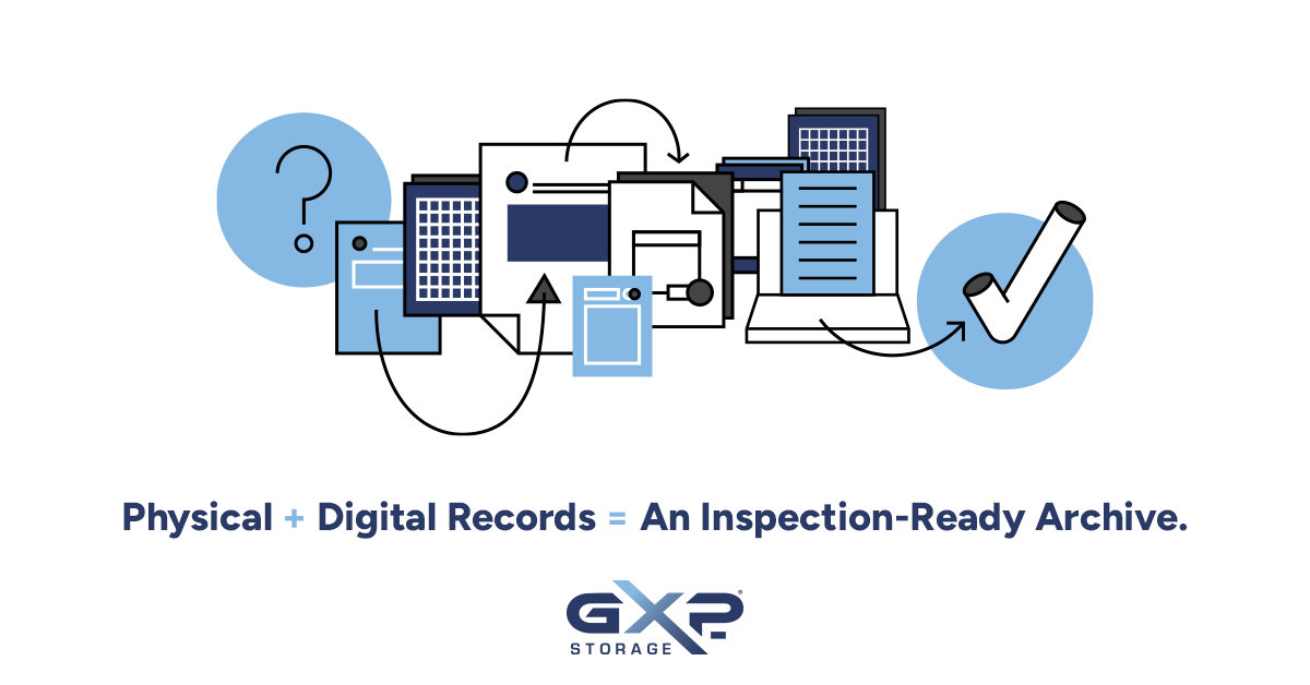 GXPStorage's tweet photo. Clinical trial obligations extend beyond the #eTMF. Retained samples and paper records must remain inspection ready. GXP-Storage® unifies physical + digital custody in one GXP-Guardian® record. One chain-of-custody. One lifecycle record. https://t.co/hXYwXzYBrE https://t.co/WQUBaUogkV