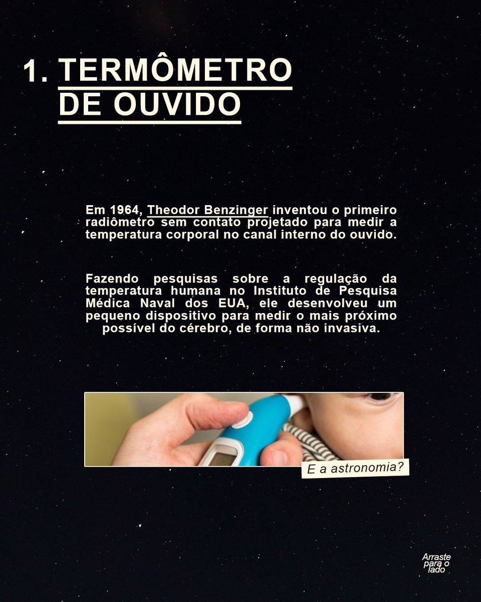 GMT_Brasil's tweet photo. A Astronomia no seu dia a dia 🔭✨
Mês passado, vocês curtiram bastante a nossa lista de invenções presentes na nossa rotina graças à Astronomia! Hoje, trouxemos mais 3 para vocês conhecerem 👀 https://t.co/fXK9nm3F45