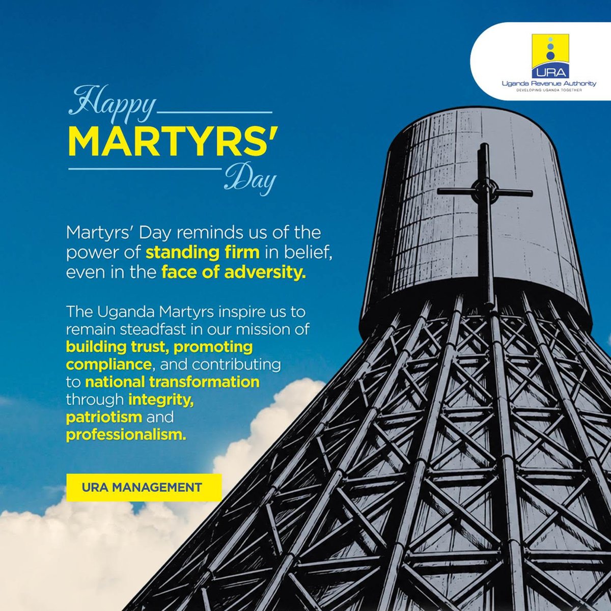 CorruptFreeUG's tweet photo. Ugandans out there,here are the Happy Martyrs Day wishes from @URAuganda.
#FfeBanno https://t.co/wpjHOPKvqC