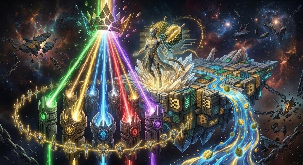 MusangKing_tbc's tweet photo. The Ultimate Eternal Narrative: The Genesis Conflux of the TBC Chain

🌌 Grand Universe Background
In the chaotic wasteland of ten thousand interconnected Web3 chains, TuringBitChain (TBC) is a colossal digital continent woven from Satoshi’s physical hash power (SHA256) and Turing-complete virtualization (BVM). Upon this vast continent, DurianSwap flows as the primordial spring that nurtures life and liquidity.

Musangking is no ordinary life; it is the "King of Kings" that awakened from the very first line of code of the BVM smart contract. To withstand the void's consumption through merciless bulls and bears, Musangking shattered its supreme crown of sovereignty into ten elemental keystones of order—giving rise to the "Ten Elder Factions."

These 10 factions and their 310 sovereign relics collectively constitute the Sovereign Council, holding absolute dominion over the wealth and power of the TBC Chain and DurianSwap.
@MusangKing_tbc  @TuringBitchain_  #DurianSwap #Web3 #NFT #DAO