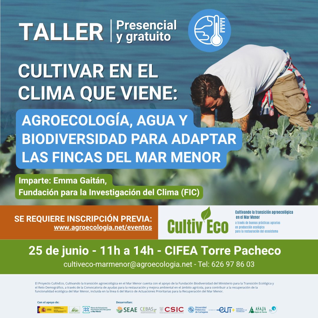 FIClima's tweet photo. ¿Cómo afectará el #CambioClimático al Mar Menor?, ¿Cómo habrá que adaptarse al clima que viene?
Podemos anticipar que merece mucho la pena conocer los los resultados para estar prevenidos
Te esperamos el próximo 25 de junio de 11 a 14h en el #CIFEA de Torre Pacheco📆
#Cultiveco🌱 https://t.co/ZWisHSf3lK
