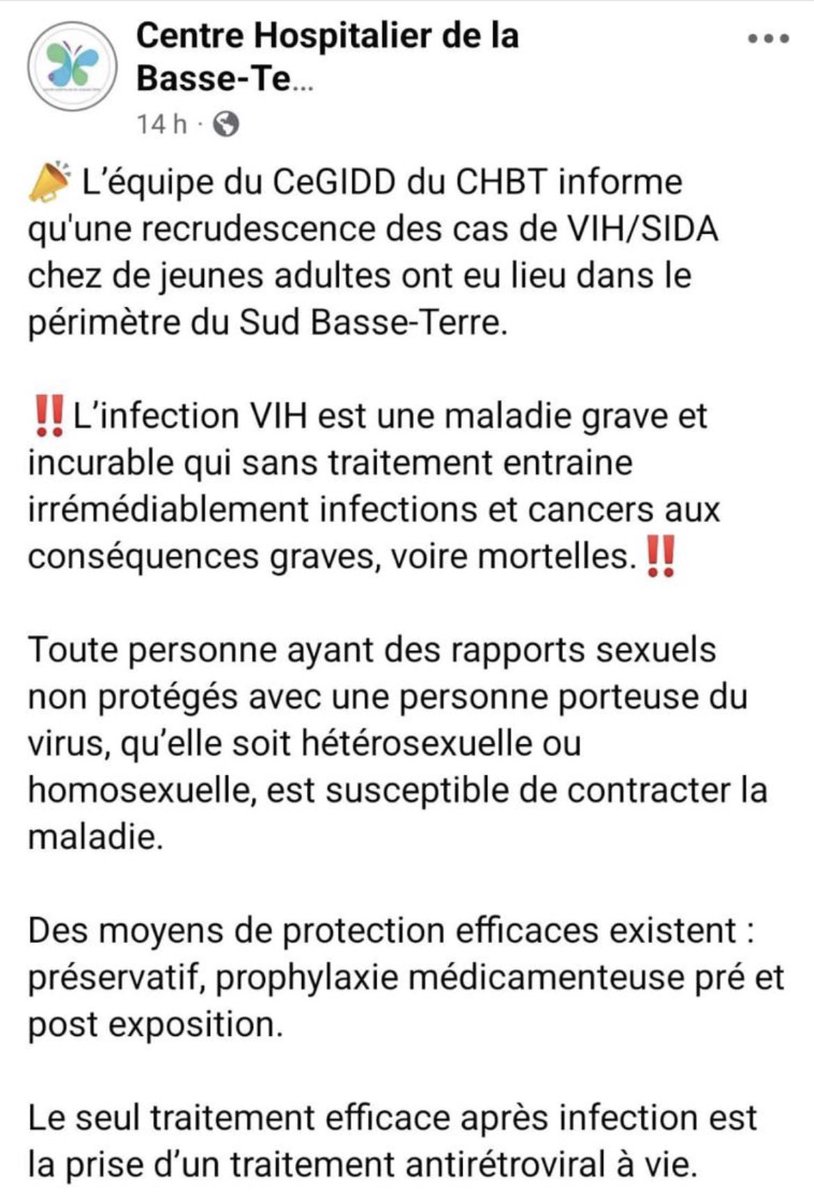 StimpflingEric's tweet photo. #SIDA🔴🔴🔴
Une recrudescence de nouveaux cas de VIH/SIDA dans le Sud Basse-Terre alerte le  @ch_chbt 
Protégez-vous !
@guadeloupela1e https://t.co/PvFmRh7rlU