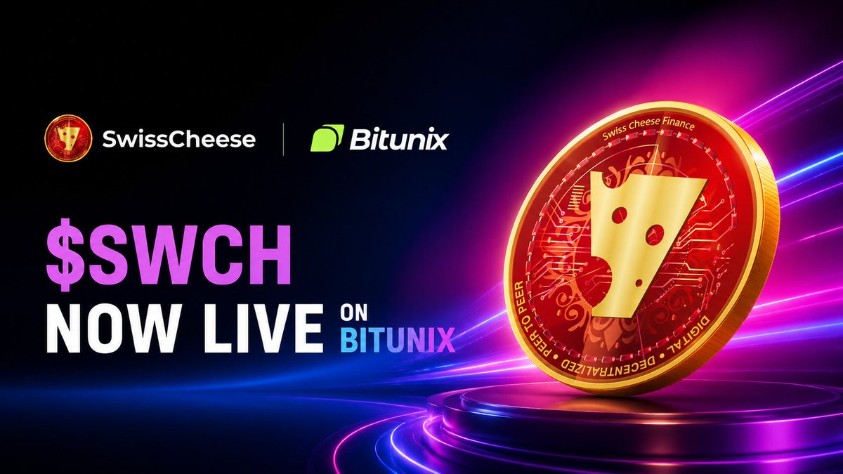 Swisscheese_fn's tweet photo. $SWCH is back on Bitunix!
Another step forward in expanding accessibility and liquidity for the SwissCheese ecosystem
Trade $SWCH on Bitunix and stay tuned as we continue building the future of tokenized investing
#SWCH #SwissCheese #Bitunix https://t.co/Zky82SJKPY