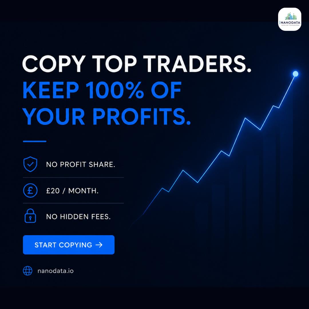 NanoDATA_io's tweet photo. Why share your profits? 

Copy top traders from 8+ crypto exchanges and keep 100% when you make a profit.

No hidden fees. No profit share cut. Just £20/month with NANODATA.

Follow: https://t.co/J7lDTo1iyM

#CopyTrading #NANODATA #Keep100 #TradingStrategy #Fintech https://t.co/f00dd7Nr25