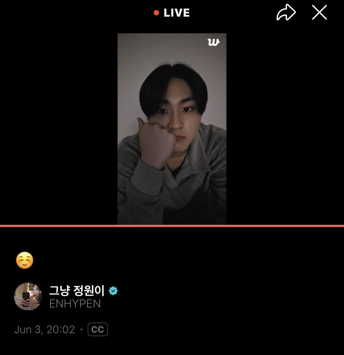 JUNGWONGLOBAL's tweet photo. #정원 🌟 | 260603

WEVERSE LIVE 

🐈: ☺️

#ENHYPEN_JUNGWON #JUNGWON #엔하이픈_정원 @ENHYPEN_members @ENHYPEN https://t.co/gz3H3cMYVz