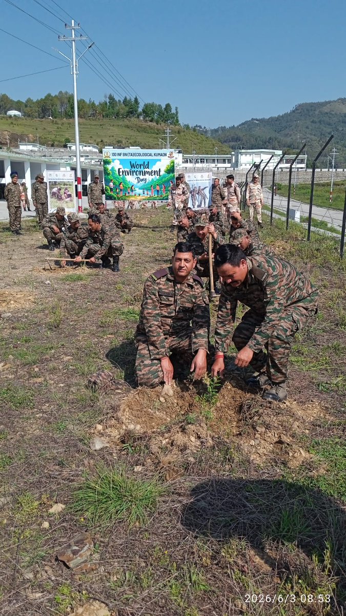 PRODefDehradun's tweet photo. WORLD ENVIRONMENT WEEK  2026 : PITHORAGARH

130 Infantry Battalion (TA) ECO Kumaon conducted Yakshwati River Rejuvenation and a plantation drive at Pithoragarh under #WorldEnvironmentWeek 2026 today. Troops, NCC cadets, students and locals joined hands for river cleaning and plantation of 1,000 saplings, promoting environmental conservation and sustainability. #WorldEnvironmentDay #EcoKumaon
#GoGreen
#TerretorialArmy
@adgpi
@HQ_IDS_India
@rajnathsingh 
@DefenceMinIndia 
@SethSanjayMP 
@LtGenGurmit