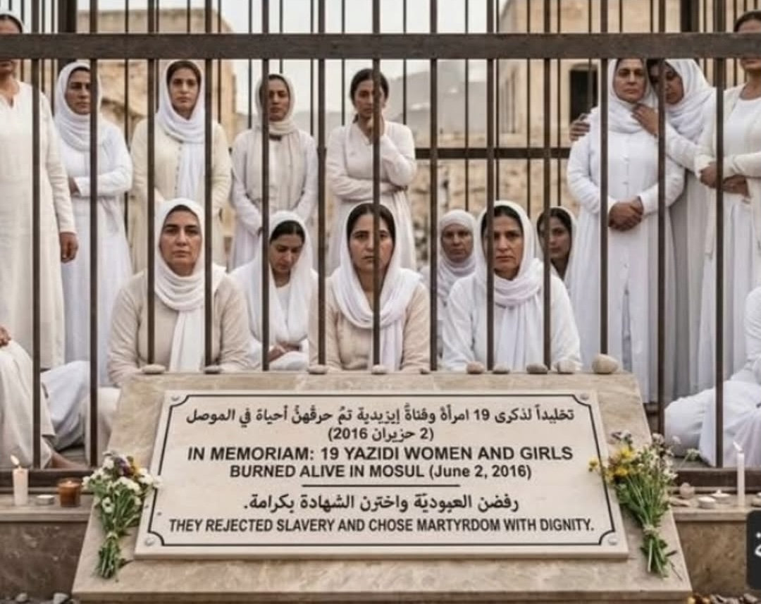 YakoElish's tweet photo. Aujourd’hui marque le dixième anniversaire du jour où 19 jeunes filles et femmes yézidies furent brûlées vives à #Mossoul par les terroristes islamistes de Daech. Hommage à leur courage et à leur refus de se convertir à l’islam. #Irak #yezidies https://t.co/CwTVdzUzw8