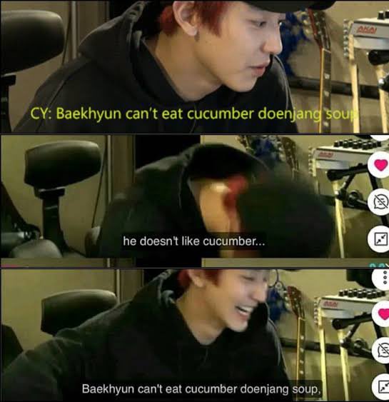 rammaPKEXOL's tweet photo. Actually, you're right. Chanyeol, stop eating cucumbers coz of Baekhyun, and Baekhyun, stop eating spicy things coz of Chanyeol. Whatever they say, we know our #Chanbaek and the reality.

 Prove me wrong @SUHOpixel it's not our Chanbaek thing. 😏😏😏😎😎 https://t.co/c7NAymNc9q