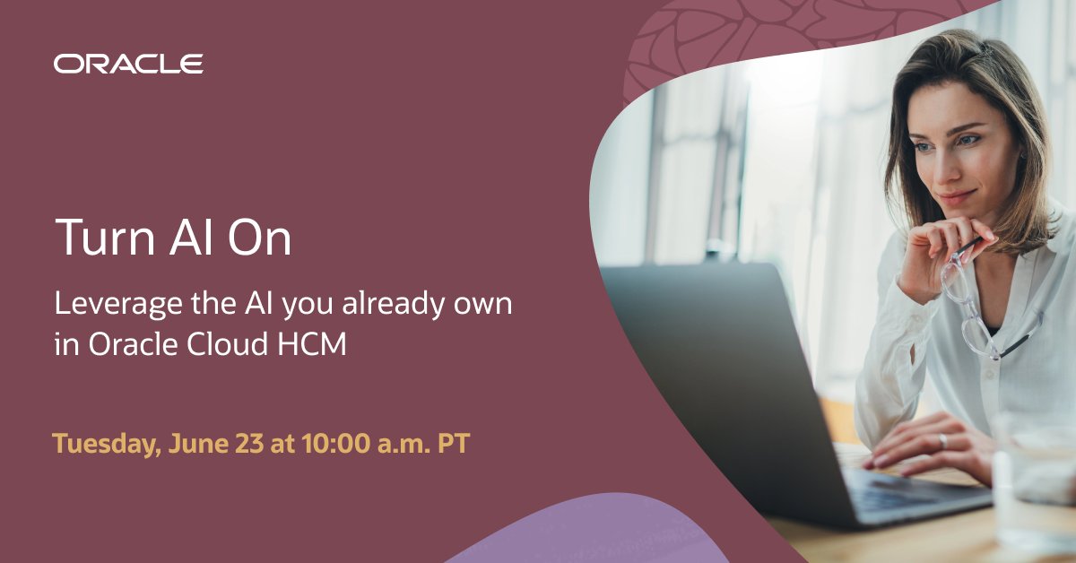 OracleRules's tweet photo. Learn how to make the most of the AI tools already included in Oracle Cloud HCM.
See how classic AI, generative AI, and AI agents can help improve HR efficiency without additional investment or complex setup. Register now: https://t.co/qJJrkQb06C https://t.co/9F7UumMT1R