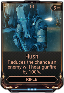 TheKengineer's tweet photo. You can silence all primaries and secondaries in Warframe to make enemies oblivious to your shots. A silent rocket launcher is indeed a thing!

It's a little harder to make gunblades go unnoticed, mind you. No mod for that. https://t.co/gIvzyqLcPL