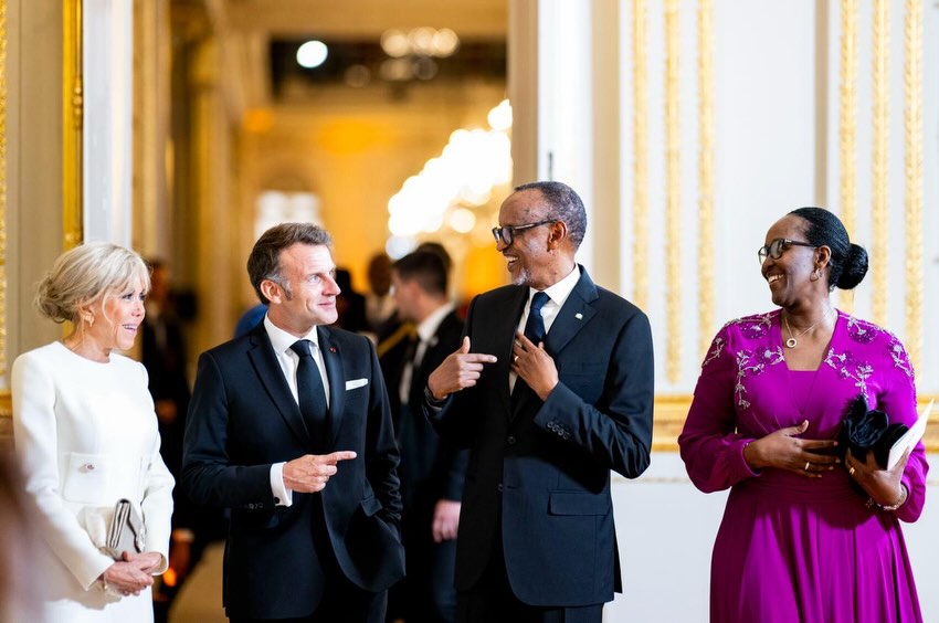 IGIHE's tweet photo. Macron hosts President Kagame and First Lady Jeannette Kagame at Élysée dinner (Photos)

https://t.co/CGKuNs6Umf https://t.co/5si5UvYTPY