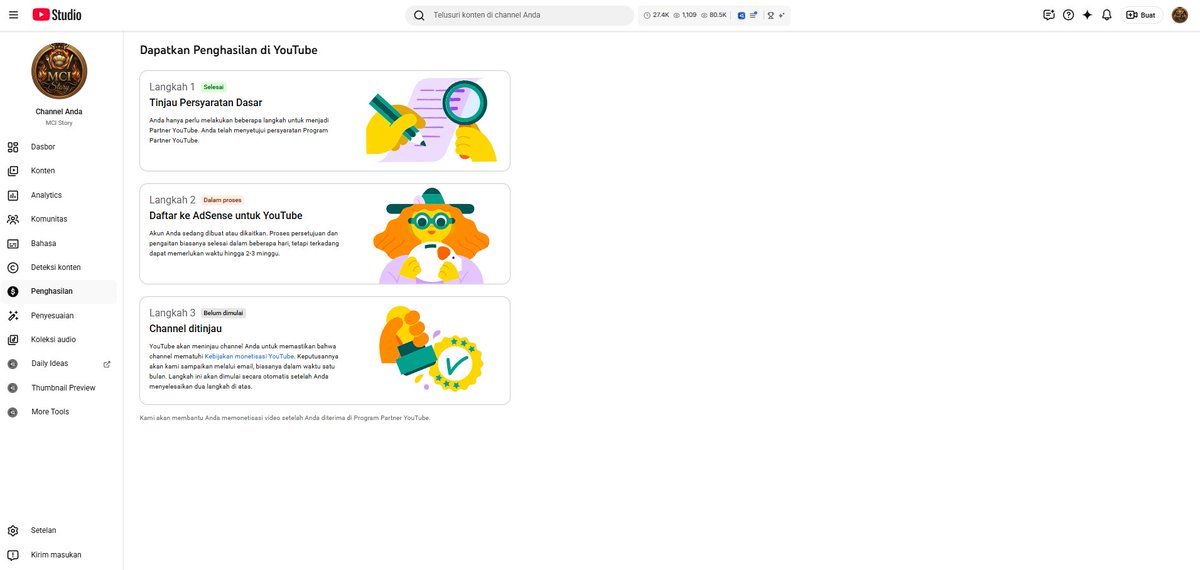 cholis_FX's tweet photo. Hello, Google AdSense.
Regarding the issue I am facing with the process of creating and linking my Google AdSense YouTube account, I kindly request for it to be approved as soon as possible. Thank you.
My youtube https://t.co/UiRXCLpOU0
@GoogleAds 
@TeamYouTube 
@YouTubeCreators https://t.co/3ymwpLCD9L