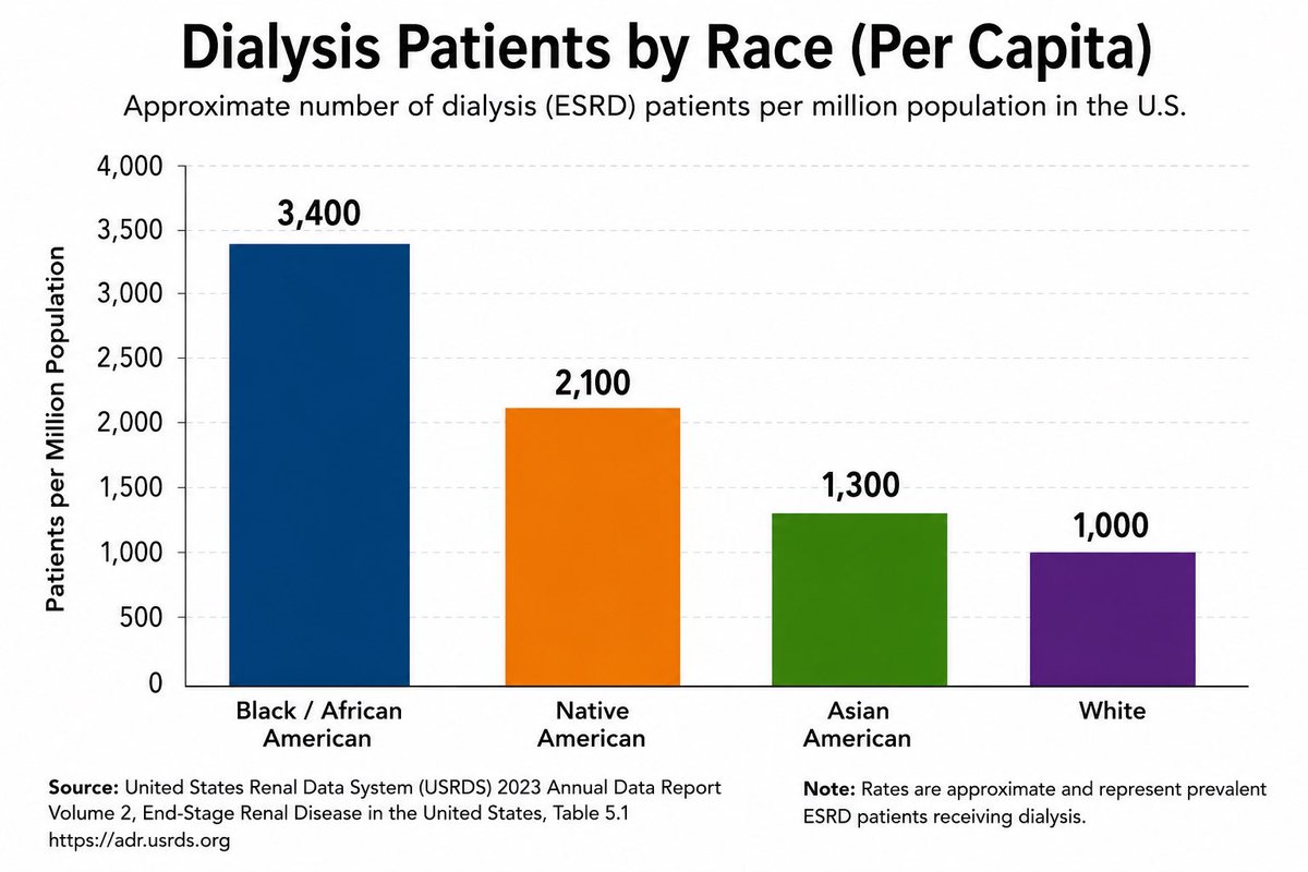 DalitDetector's tweet photo. @Slatzism This is why they have over 3x the rate of kidney failure of White people and suck down 20k/mo from Medicaid https://t.co/u9xgh9gjQc