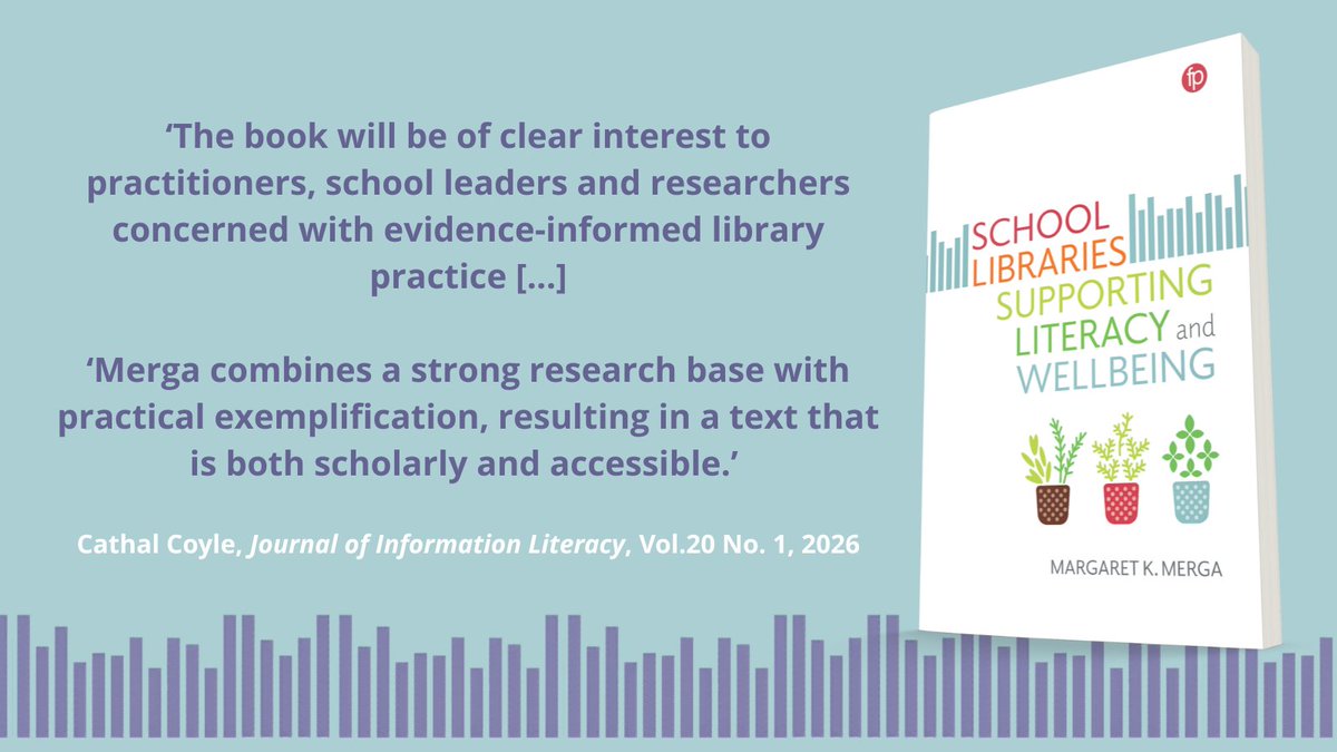facetpublishing's tweet photo. 🪴We are pleased to see Margaret K. Merga's 'timely and persuasive' 2022 book School Libraries Supporting Literacy and Wellbeing reviewed in the Journal of Information Literacy's latest issue! @JInfoLit

🪴Read here: https://t.co/lnnOXFknMG https://t.co/Rcg6EAs78A
