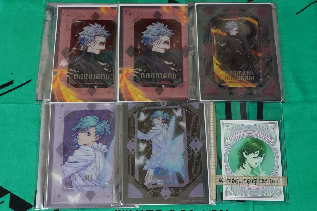 reon_temptation's tweet photo. 【交換】うたプリ キャラバン カルライ タブキス　ビジュカ

譲）蘭丸、藍
求）嶺二《引き2、アップ2》
＞カミュ《アップ1》

嶺二含む交換優先。
6／12 〜14神戸現地、6／20・21イオンシネマ京都桂川にて手渡し＞郵送。
郵送は時間いただきます。
プロフリンク先一読下さい。
#れおんのお取引 https://t.co/eOOslT7oFZ