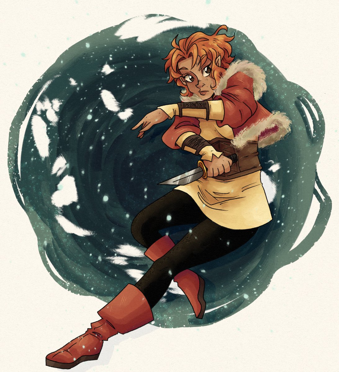 mullibones's tweet photo. Updated my hylian oc Sherry for Artfight #botw #totk the snowy effects were a lot of fun x (reuploaded for a colour correction) https://t.co/FBmB2QF1Ft