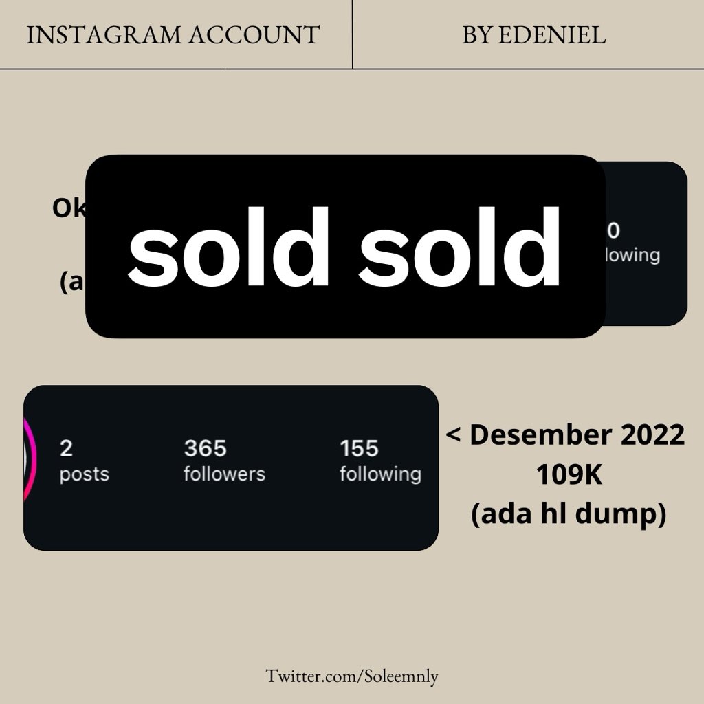 soleemnly's tweet photo. Wts akun acc ig instagram tahun lama, DM @soleemnly #zonauang 1 https://t.co/YTNuyRnn36