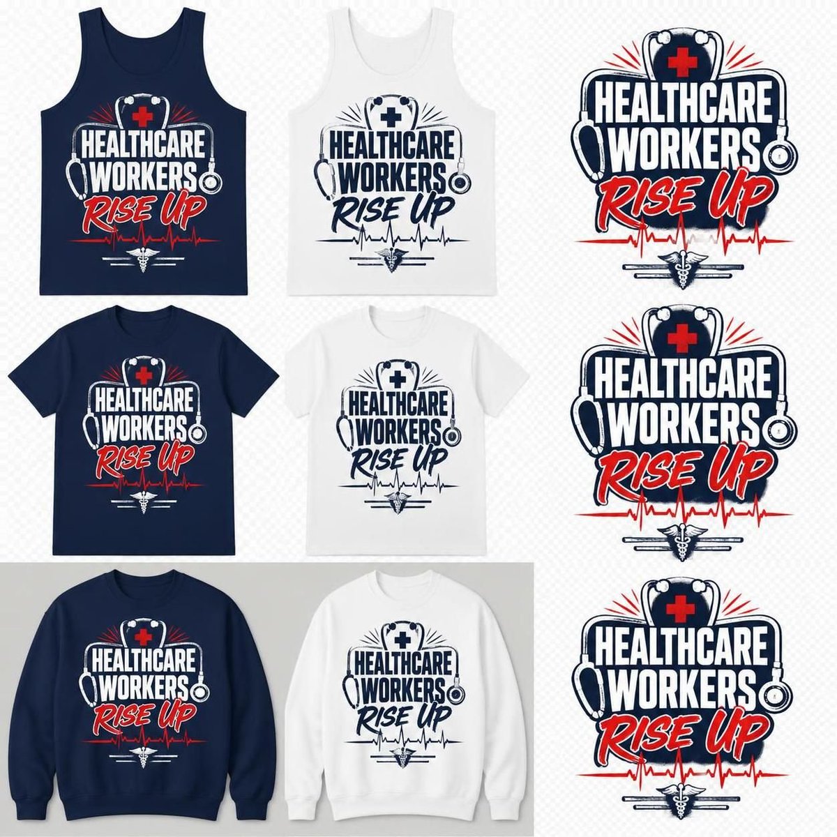 ProtectWorkers_'s tweet photo. Planning merch for healthcare workers—

Seeking feedback: which vibe would you wear—statement hoodie or everyday tee? Reply with A for bold statement, B for classic/clean, or suggest edits. https://t.co/BrP4T7kHFb