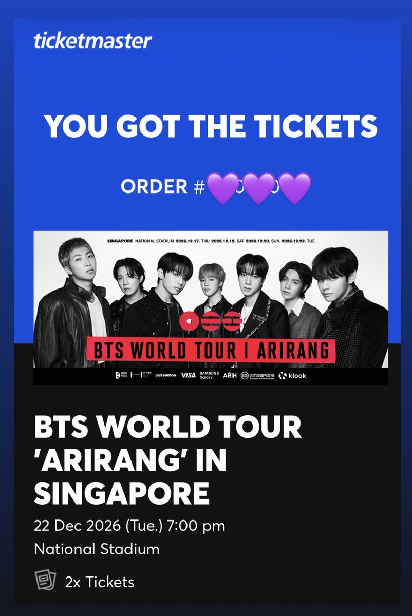 miss_RubyW00's tweet photo. apobangpo! 🫶💜🫶 #bts #BTS_ARİRANG #bts_singapore #concert #waitedsolongforthis #finally #OT7 https://t.co/xikZO0szz5