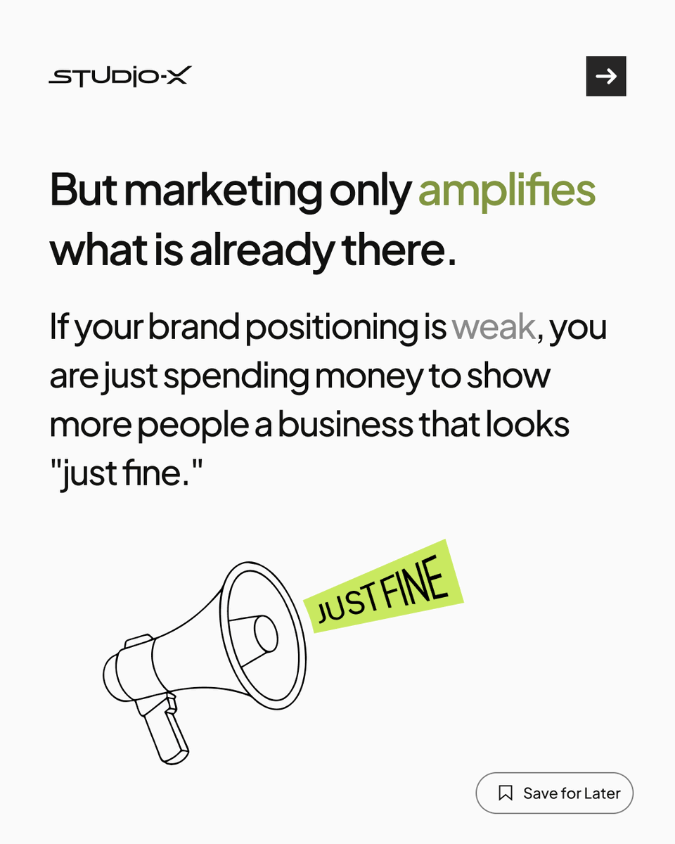 studioxhub's tweet photo. If your marketing is getting too expensive and sales feel like a constant struggle, you might not have a marketing problem. 

​You have a positioning problem!!!

​Check the slides below to see the difference.⬇️

#Branding #Startups #studiox #studioxcreativehub https://t.co/YqCuKKj6Dg