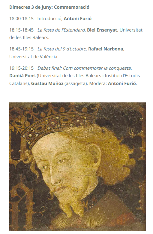 AccioCulturalPV's tweet photo. Programa d'aquesta vesprada de les Jornades 750 anys de la mort de Jaume I, organitzades per l'Espai Ciència.

A partir de les 18 h. a l'@OctubreCCC https://t.co/jdIniybnTs