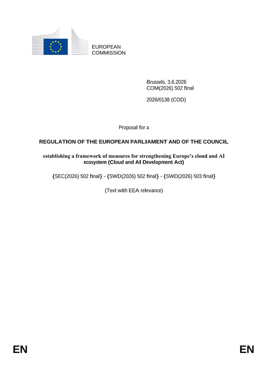 montezumachavez's tweet photo. The Commission has adopted a proposal for the Cloud and AI Development Act (CADA) with the aim of strengthening the EU's cloud and AI ecosystem, investment and infrastructure. See https://t.co/0BtBkNadl3. https://t.co/3xaoUcBw4y