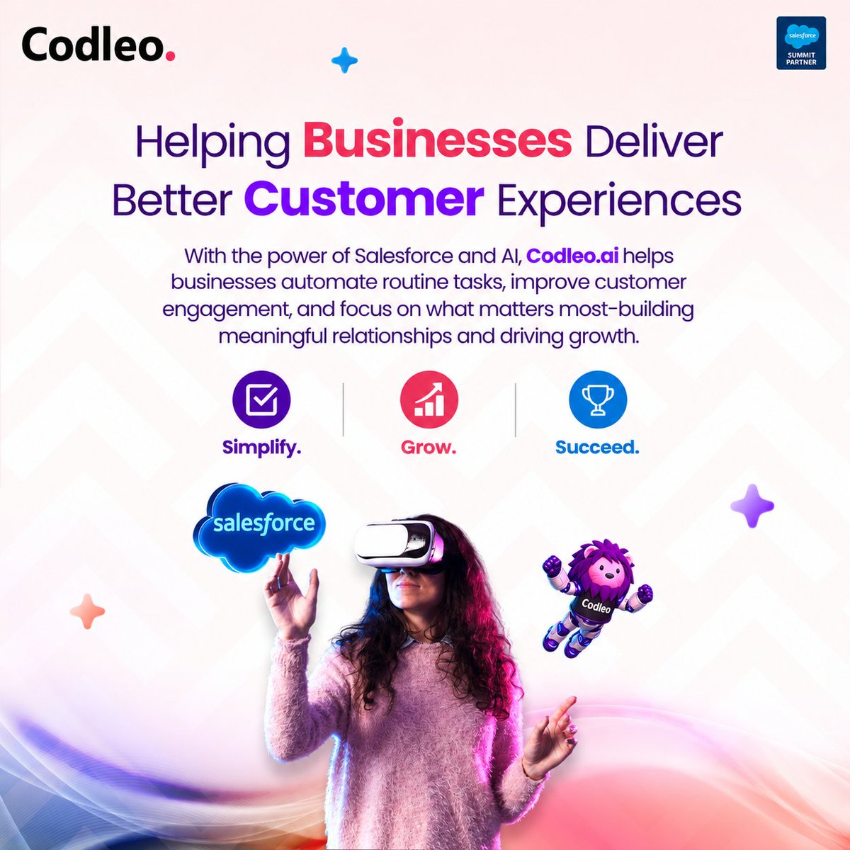 consultcodleo's tweet photo. Great customer experiences start with the right technology.
With the power of Salesforce and AI, we help businesses automate routine tasks, improve customer engagement, and focus on what matters most—building stronger relationships.
✨Simplify. Grow. Succeed.

#Salesforce #AI https://t.co/VakjVXxd00
