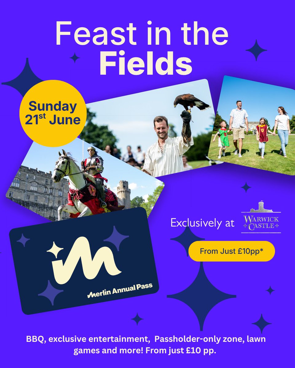 MerlinapUK's tweet photo. Passholders, join us for a Feast in the Fields at Warwick Castle! 

Celebrate Father's Day like a king on Sunday, 21st June, with a BBQ lunch and exclusive entertainment.

Find out more  🔗https://t.co/O2LFYZVUuk https://t.co/v2HBzfuu5T