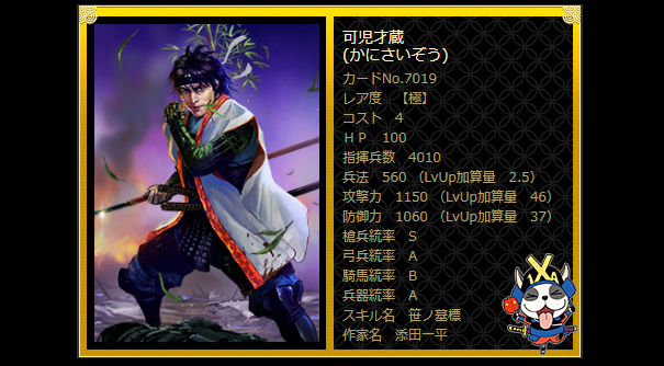 noroshi_ixa's tweet photo. スクウェア・エニックスのオンラインゲーム【戦国IXA】では歴戦の武将や姫達が美麗イラストのカードとして登場　毎月新たなカードも追加されています　6月分で追加された中の一人をご紹介もく①　討ち取った敵の首に自身の目印である笹をつけた「笹の才蔵」【#可児才蔵】#添田一平 #追加武将 #戦国IXA https://t.co/jvmf4KC8MN