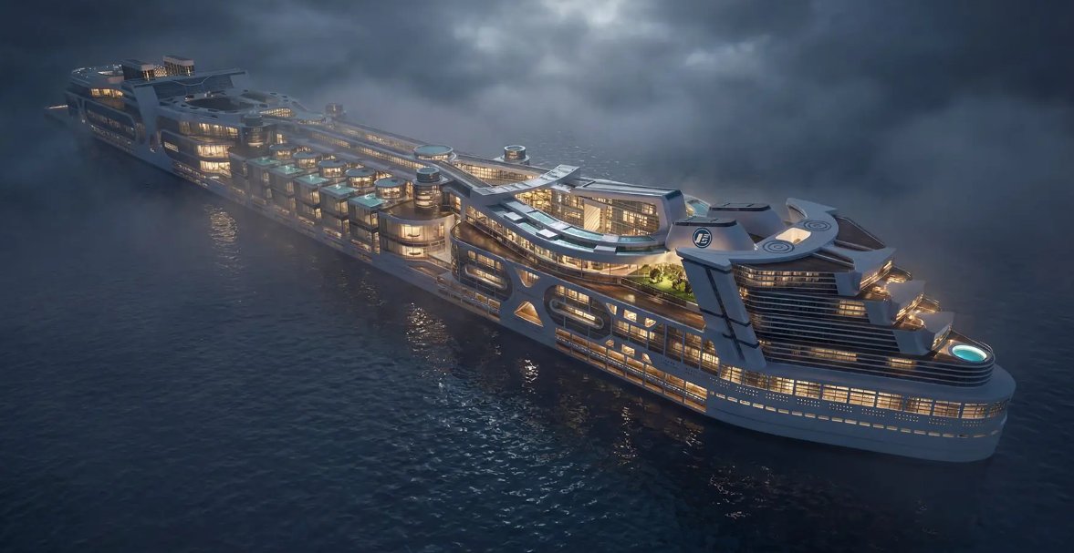 BullTheoryio's tweet photo. BREAKING: A company is planning to build a nuclear powered floating city that will never dock at any port on Earth.

The Freedom Ship would house 80,000 people, 50,000 permanent residents, 20,000 crew, and 10,000 daily visitors and circle the globe continuously at 7 knots, completing one full lap every 2 to 3 years. 

It would be 8 times larger than the world's current largest cruise ship.

On board: schools, colleges, hospitals, hotels, banks, museums, a water park, green spaces, and a 15,000-seat stadium. 

Too large to dock at any port, residents would reach land by ferry, helicopter, and shuttle boat.

It would be powered entirely by nuclear energy, sail permanently in international waters, and cost $16.16 billion to build. Construction would begin in Indonesia once funding is secured, estimated completion in 3 to 4 years.

The concept was first proposed 30 years ago. The CEO says they can build it. 

The only thing missing is the money.