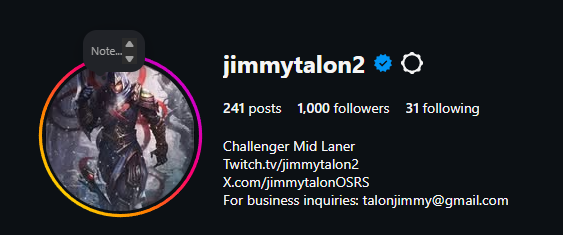 JimmyTalonOSRS's tweet photo. 1K Followers on Instagram!!!! SO EXCITED! 1k has been my goal since I started the account in JANUARY. https://t.co/wHnOSSTQvF