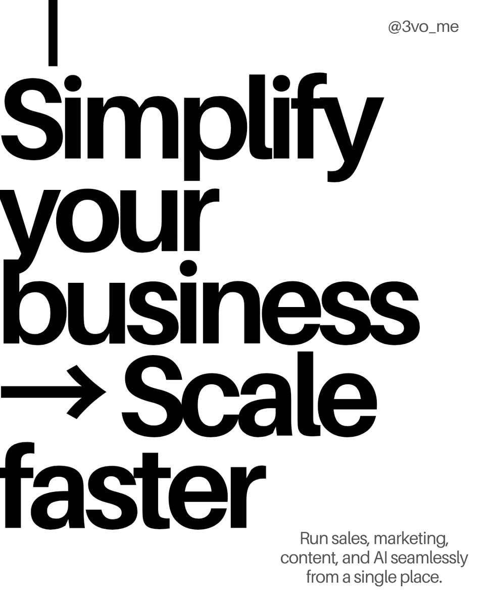 3vo_me's tweet photo. One system designed to simplify operations and accelerate growth.

Run your business, without the complexity. https://t.co/Ji521PYTKf https://t.co/weZM8CY277