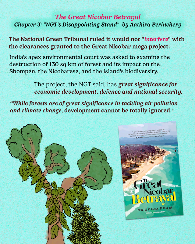 pankajsekh's tweet photo. 1/4 'THE GREAT NICOBAR BETRAYAL' Chapter 3: 'NGT's disappointing Stand' by  @aathiperinchery
 in @thewire_in .Creatives by  Shikha Sreenivas. To order copies of the book, DM or write to me at psekhsaria@gmail.com.
Read a review of the book: https://t.co/2KHZwEN4EH https://t.co/7Ml0Zq5XVU