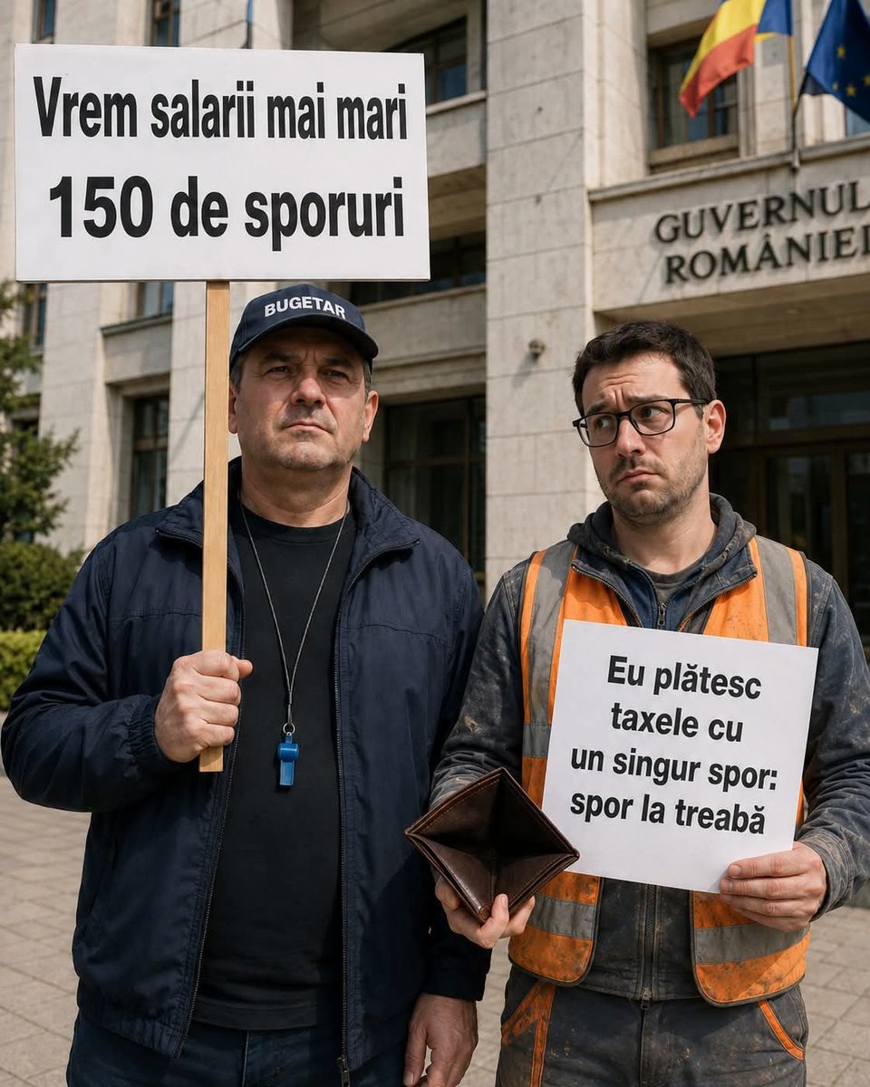 DinVrancea's tweet photo. 🔴 Ești pregătit de taxe mai mari?
Pentru că spectacolul a început. Bugetarii vor salarii mai mari. Magistrații nu vor să fie amestecați cu bugetarii de rând, că ei sunt o specie administrativă rară, crescută în seră, udată cu pensii speciale și ferită de curentul rece al economiei reale. Vor lege specială de salarizare. Tradus din limbaj instituțional: vrem mai mulți bani, dar cu demnitate, ca să nu pară că cerem bani.

Sindicaliștii din Sănătate protestează la Guvern și Parlament. Sanitas spune că proiectul noii legi a salarizării „riscă să producă exact efectul opus”: pentru mai mult de jumătate dintre salariați, veniturile ar urma să fie plafonate sau chiar să scadă. Mai spun că „reducerea sporurilor lovește direct în veniturile reale” și cer retragerea proiectului. Foarte bine. Fiecare om are dreptul să-și apere venitul. Problema e că, în România, aproape nimeni de la stat nu întreabă cine plătește factura.

Lucrurile sunt simple. Salariile bugetarilor au crescut ani la rând pe bază de împrumuturi. PSD Ciolacu nu a descoperit petrol sub Casa Poporului. Nu a găsit o comoară în subsol la Ministerul Finanțelor. A luat bani pe datorie, i-a împărțit, a făcut poze, a dat comunicate și acum nota de plată se întoarce. Și ghici cine este chemat la masă când vine nota? Privatul. Mereu privatul. 

Așa s-a ajuns ca salariile de la stat să se decupleze de salariile celor care muncesc în privat. Asistentele medicale câștigă mai bine la stat decât în privat cu peste 1.000 de lei. Profesorii câștigă, în multe cazuri, mai bine decât profesorii de la privat. Și totuși, curios, nu vedem bugetari amenințând masiv că pleacă la privat din cauza salariilor. Nu prea auzi: „Gata, m-am săturat de stat, mă duc la privat să câștig mai puțin și să fiu evaluat mai des”. 

Și aici e partea cu adevărat frumoasă. Niciun bugetar nu face grevă pentru reducerea taxelor pe muncă. Nimeni nu iese în stradă cu pancarta: „Vrem taxe mai mici pentru angajații din privat, ca să le crească și lor salariile”. Nu. Privatul este bun doar când trebuie să plătească. Salarii, sporuri, pensii speciale, aparat administrativ, scheme, agenții, comisii, comitete și câte un birou nou pentru fiecare problemă pe care statul a creat-o ieri.

Avem 150 de sporuri în sistemul bugetar. La privat există un singur spor: spor la treabă. Nu spor de antenă, nu spor de praf, nu spor de calculator, nu spor de stres că ai primit e-mail la ora 15:42. Spor la treabă. Te duci, muncești, produci, vinzi, plătești taxe și apoi afli la televizor că ești cam egoist, pentru că nu mai vrei să susții încă o rundă de majorări la stat.

Și încă ceva: niciun bugetar nu protestează în fața PSD să întrebe de ce le-au mărit salariile pe datorie. Nu vezi pancarte cu: „PSD, de ce ne-ați dat bani din împrumuturi?”. Nu vezi revoltă morală împotriva celor care au umflat cheltuielile publice ca să cumpere liniște electorală. Nu. Acum banii trebuie dați înapoi și, desigur, soluția magică e aceeași: taxe mai mari, impozite mai mari, privatul să mai strângă puțin cureaua. Eventual până nu mai respiră, dar măcar bugetul arată bine pe hârtie.

Asta e România fiscală: statul comandă, PSD pune pe caiet, bugetarul cere desert, magistratul cere meniu separat, iar privatul spală vasele. Și când spune că nu mai poate, i se explică foarte serios că trebuie să fie solidar.

Solidaritate, în România, înseamnă că unii cer, alții plătesc, iar la final toată lumea se miră că nu mai sunt bani.