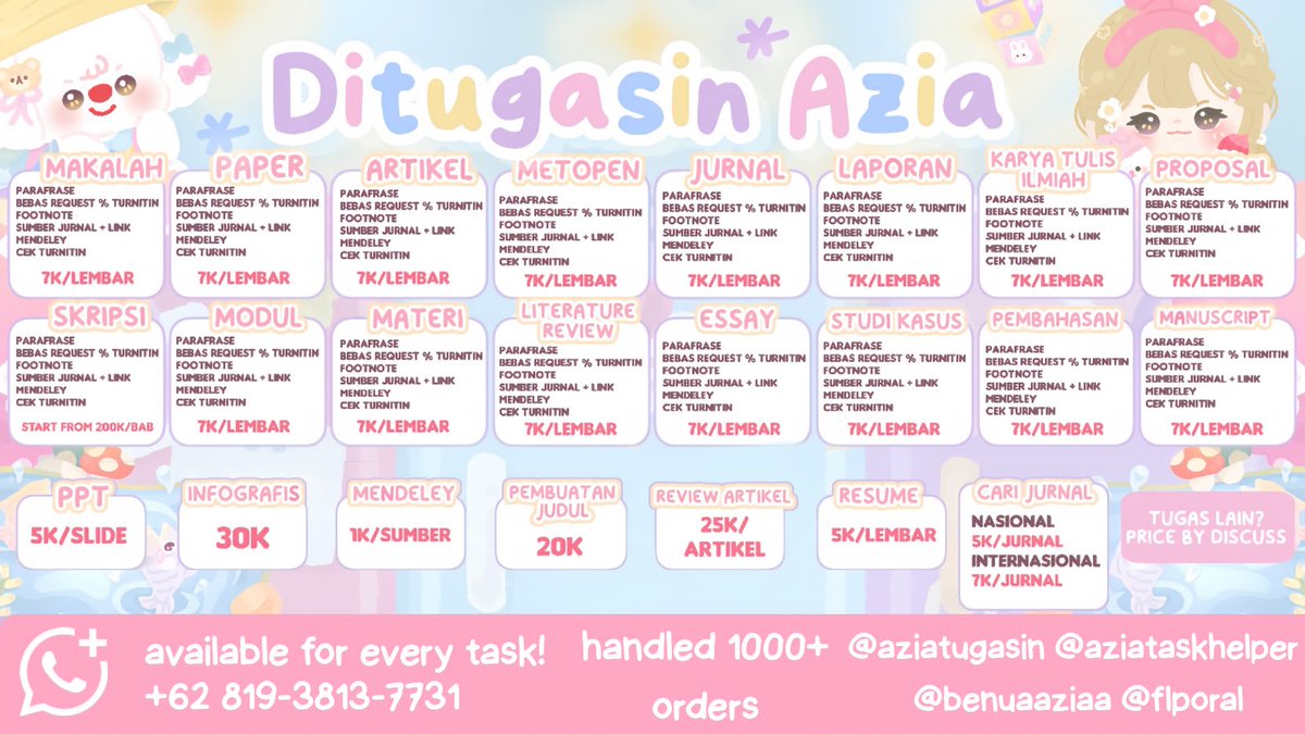 flporal's tweet photo. @athifwashfass bisa bgt kak athif aloo sini aku tugasin 7rb aja perhalaman sudah di parafrase, cek turnitin, mendeley, dan pastinya sumber jurnal+link akses. sung wa ke https://t.co/q1XIrdSXCu more info dan testi bisa cek pin aku ya https://t.co/2wEuBp97PF