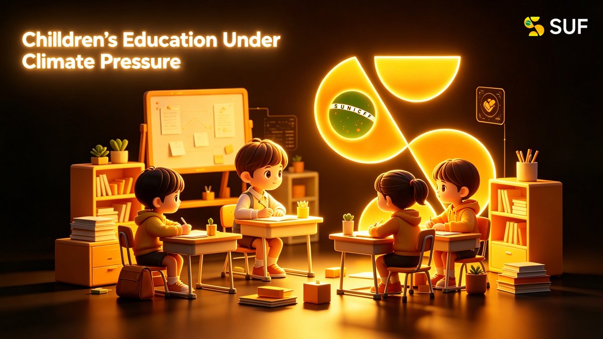 SUF__official's tweet photo. Climate change disrupts kids' learning.👶

UNICEF:130M children in Eastern&amp;Southern Africa affected. 

Education philanthropy can't just donate supplies. How funds enter, projects execute, outcomes verify matter equally. 

That's SUF's focus.🌦📚��

#SUF #Education #ClimateAction https://t.co/419Y9P3BjV