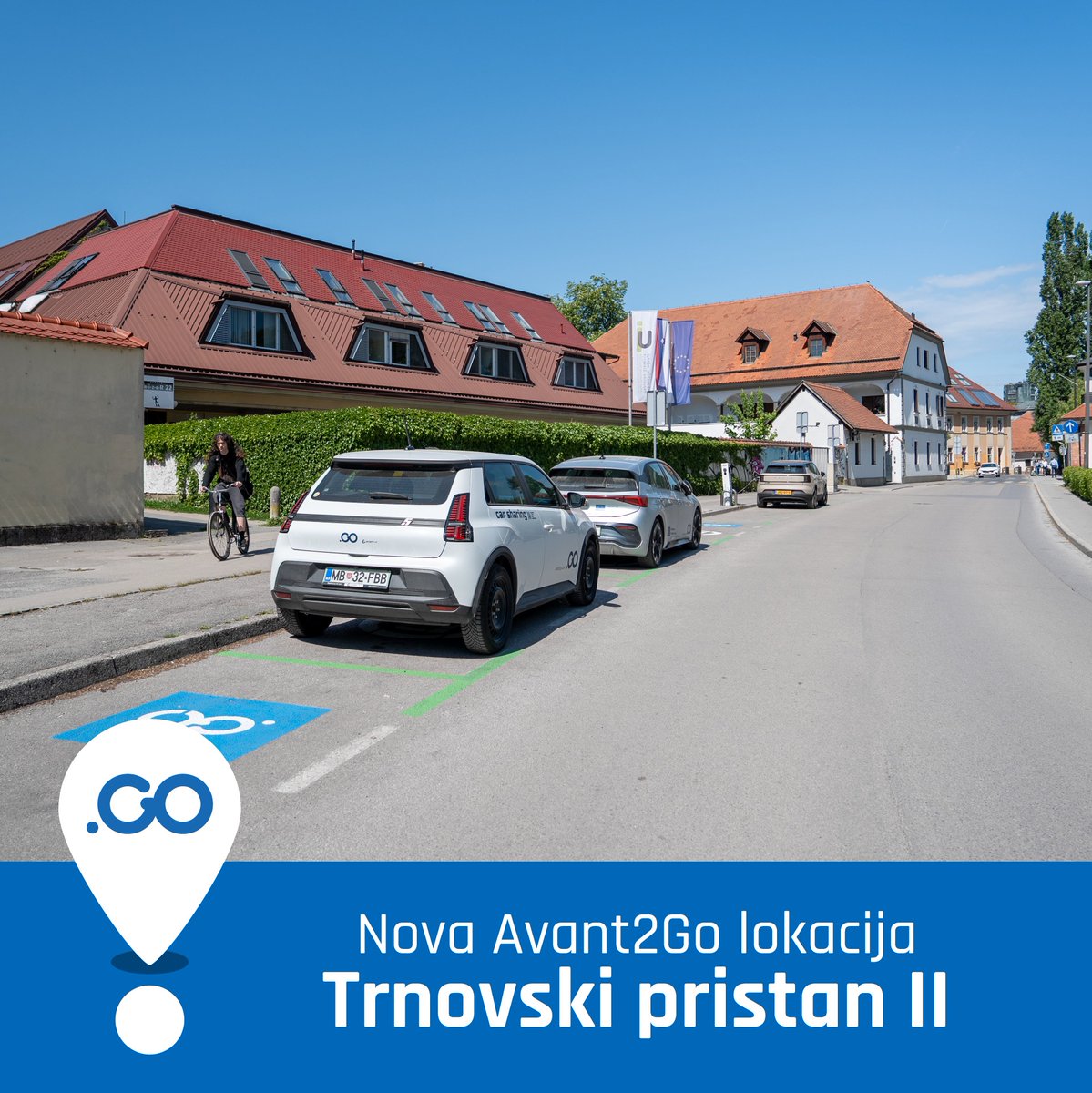 Avant2Go_com's tweet photo. Z novo Avant2Go lokacijo želimo razbremeniti obstoječo lokacijo Parkirišče Trnovski pristan v neposredni bližini. 📍

Nova lokacija: "Trnovski pristan II"
- Kapaciteta: 4 označena parkirna mesta
- Naslov: Trnovski pristan 4, Ljubljana

#Avant2Go | #carsharing #Ljubljana https://t.co/0QnskEgQKg