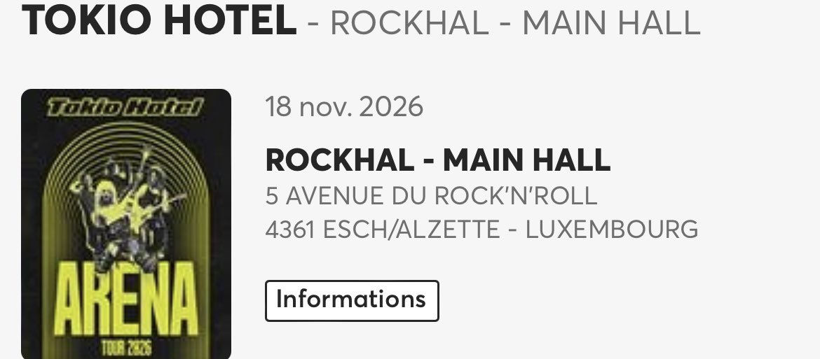 captaingels's tweet photo. selling one ticket for Tokio hotel in Luxembourg 18/11, paid 69€ i’m selling it at 65€, dm me if interested 🫶🏻 https://t.co/3KrwnnJ0Ky
