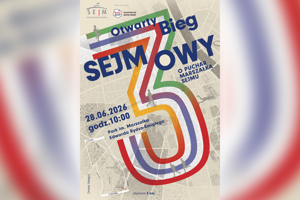 KancelariaSejmu's tweet photo. 🏃‍♀️🏃‍♂️ 3. Bieg Sejmowy już wkrótce! 

28 czerwca odbędzie się 3. Otwarty Bieg Sejmowy o Puchar Marszałka Sejmu. To doskonała okazja, by aktywnie uczcić Dzień Sejmu Polskiego i spędzić czas w atmosferze sportowej rywalizacji oraz dobrej zabawy.

📍 Park im. Marszałka Edwarda Rydza-Śmigłego
🕙 Start: godz. 10.00
🏅 Dystans: ok. 5 km (dwie pętle po 2,5 km)

Na uczestników czekają pamiątkowe koszulki i medale, a na najlepszych biegaczy – puchary.

Liczba miejsc jest ograniczona. Przygotowano 500 numerów startowych. Zapisy: https://t.co/jsPvTJkBgm